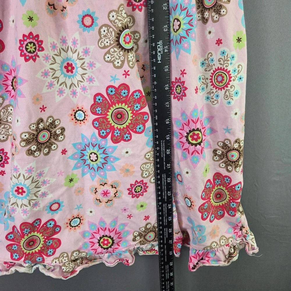 Hanna Andersson Girls Floral Dress 120 Pink Long Sleeve Cotton Ruffle Hem 2749